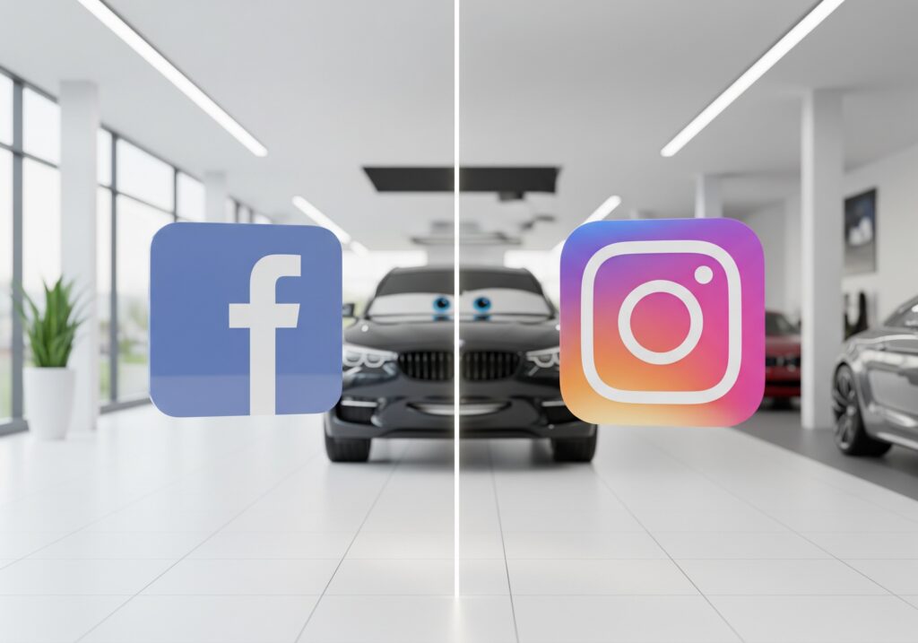 Facebook oder Instagram im Autohaus? Vergleich von Reichweite, Zielgruppen, Leads und Social Media Marketing Strategie.