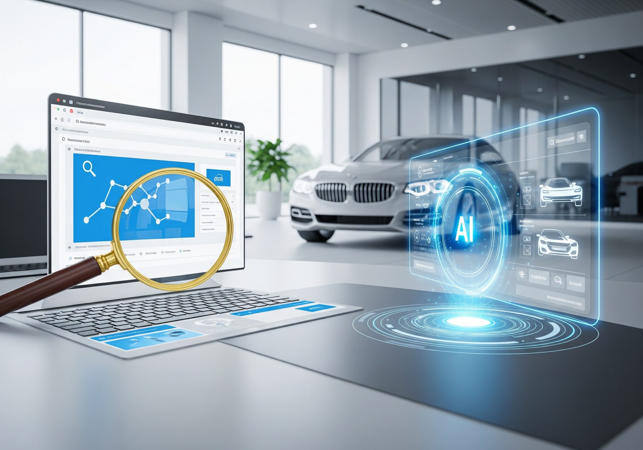 Warum klassische SEO im Autohaus 2026 nicht mehr reicht und wie KI-basierte Sichtbarkeit neue Fahrzeuganfragen generiert.