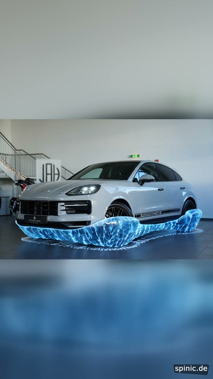 Porsche SUV wird aus einem Eisblock enthüllt