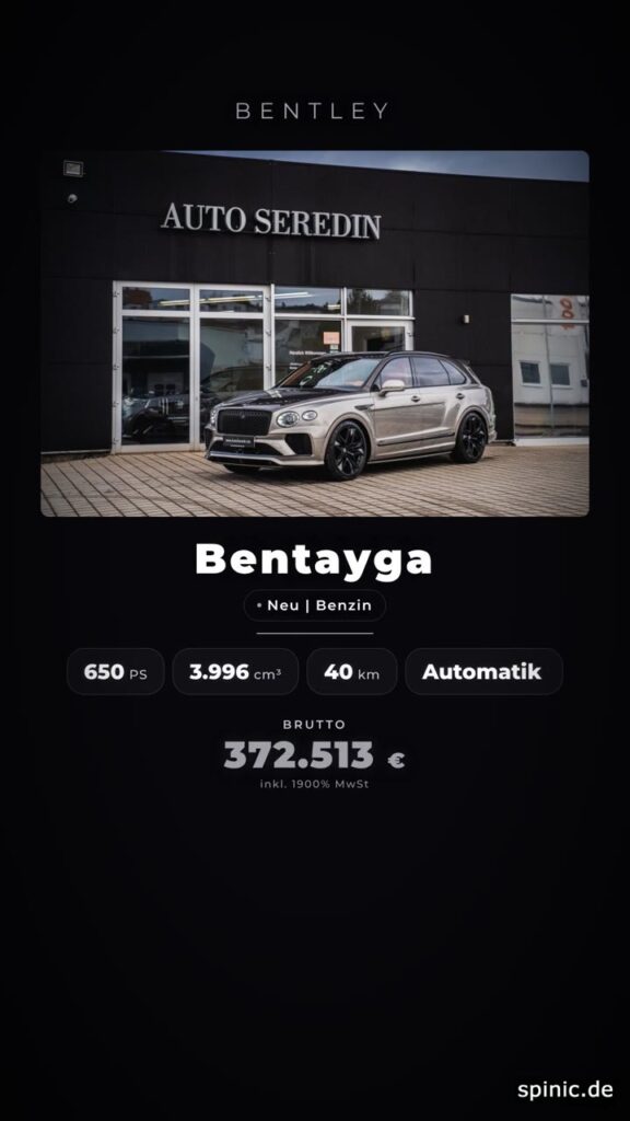 Bentley Bentayga in einer digitalen Premium-Fahrzeugpräsentation