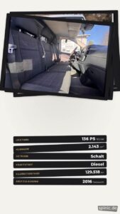Mercedes-Benz Vito in einem Fahrzeugvideo mit eingeblendeten Angebotsdaten