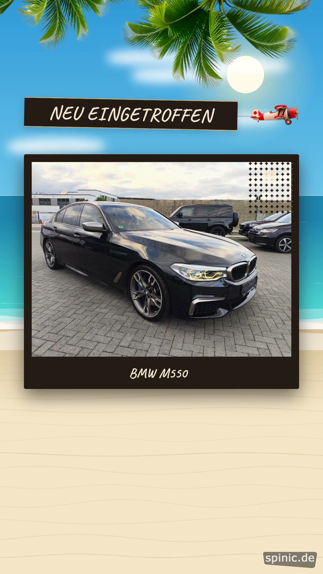 BMW M550 in sommerlicher Fahrzeugpräsentation