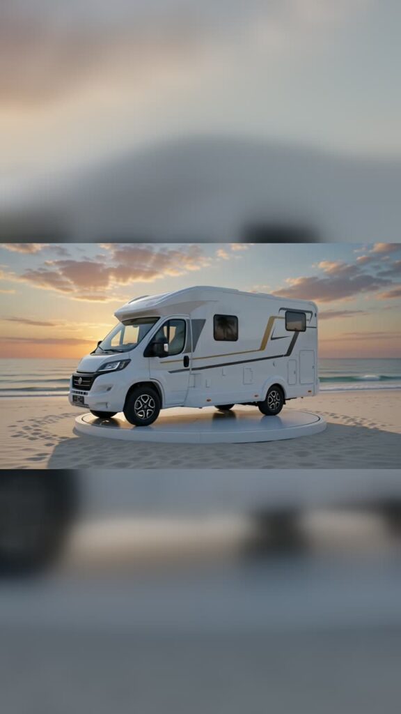Wohnmobil in einer animierten 360°-Außenansicht als Videopräsentation
