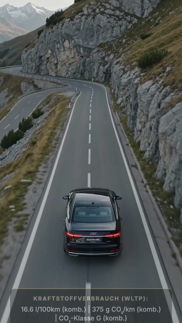 Audi A8 als dynamische Fahrt auf einer Alpenstraße