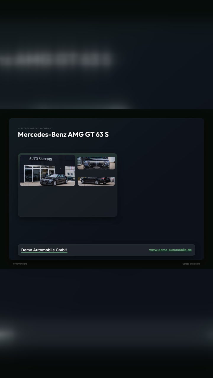 Mercedes-AMG GT 63 S als automatisches Fahrzeugvideo