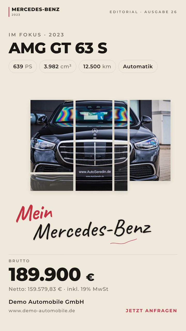Mercedes-AMG GT 63 S als Editorial-Fahrzeugvideo