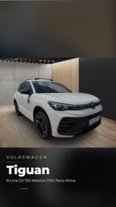 Automatisch erstelltes Fahrzeugvideo eines weißen Volkswagen Tiguan
